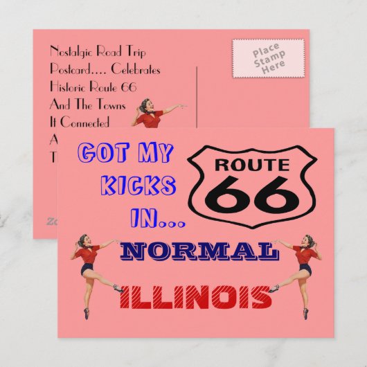 Briefkaart Haal uw pictogrammen op route 66 - weg  (Voorkant / Achterkant)