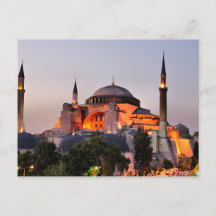 Briefkaart Hagia Sophia, Istanboel bij de schemeri