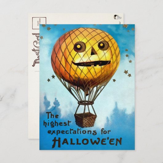  Briefkaart Halloween-ballon (Voorkant / Achterkant)
