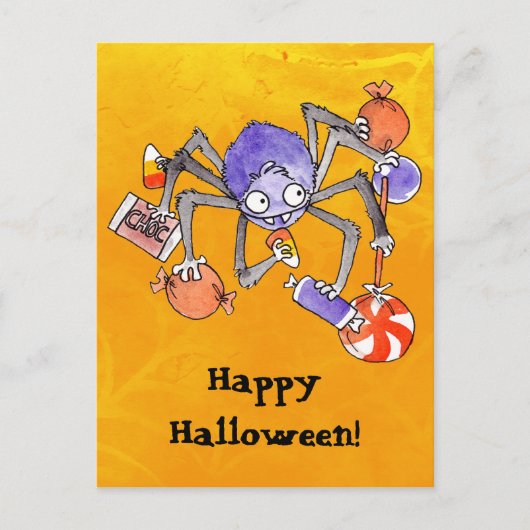 Briefkaart Halloween Spider (Voorkant)