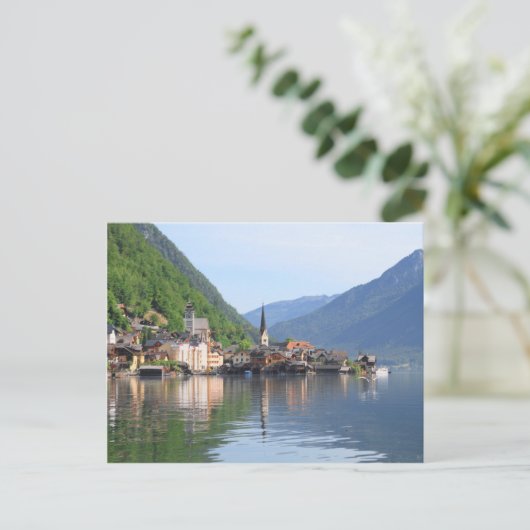 Briefkaart - Hallstatt, stad en meer, Oostenrijk (Staand voorkant)