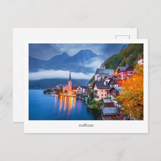 Briefkaart Hallsttat night scene, Oostenrijk (Voorkant / Achterkant)