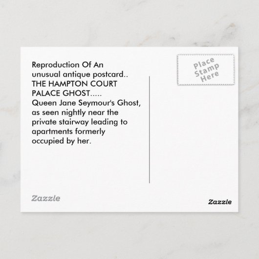 BRIEFKAART HAMPTON COURT PALACE GHOST JANE SEYMOUR (Achterkant)