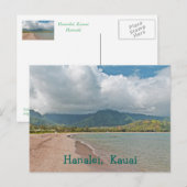 briefkaart, "HANALEI BEACH, KAUAI" Briefkaart (Voorkant / Achterkant)