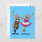 Briefkaart Happy Bavarian Couple Dancing (Voorkant / Achterkant)