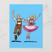 Briefkaart Happy Bavarian Couple Dancing (Voorkant)
