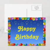 Briefkaart Happy Birthday (Voorkant / Achterkant)