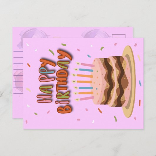 Briefkaart Happy Birthday (Voorkant / Achterkant)