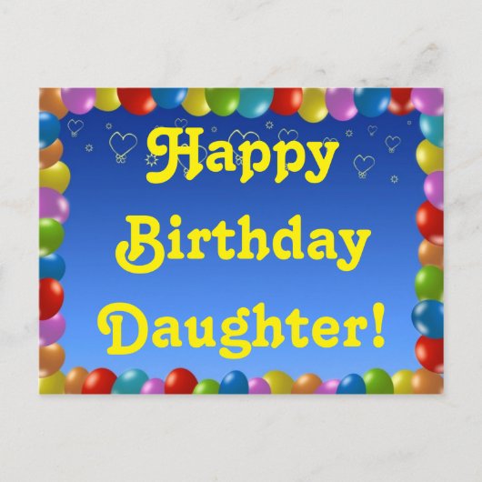 Briefkaart Happy Birthday Daughter (Voorkant)