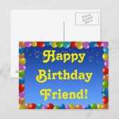 Briefkaart Happy Birthday Friend (Voorkant / Achterkant)