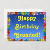 Briefkaart Happy Birthday Grandad (Voorkant / Achterkant)