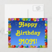 Briefkaart Happy Birthday Mom (Voorkant / Achterkant)