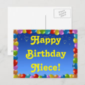 Briefkaart Happy Birthday Niece (Voorkant / Achterkant)