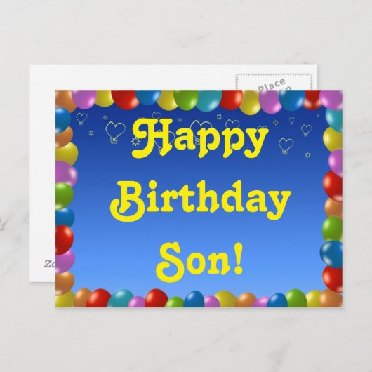 Briefkaart Happy Birthday Son (Voorkant / Achterkant)