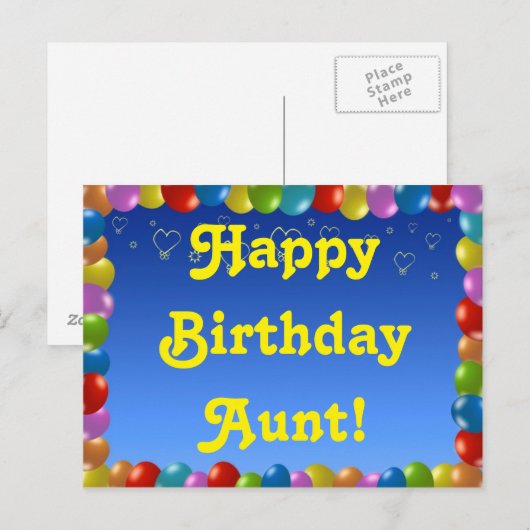 Briefkaart Happy Birthday Tante (Voorkant / Achterkant)