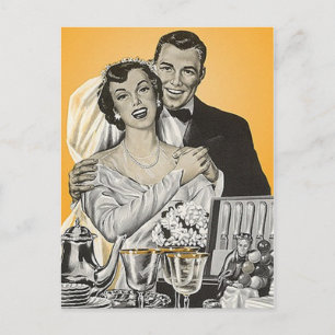 Briefkaart  Happy Bride Groom Couple Weddenschap