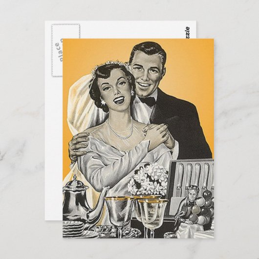 Briefkaart  Happy Bride Groom Paar Trouwen (Voorkant / Achterkant)