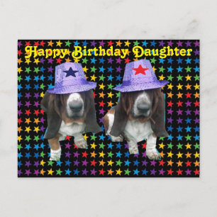 Briefkaart Happy Daughter Birthday Basset Sta