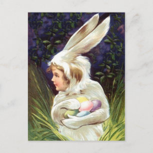 Briefkaart  Happy Easter! Bunny Suit Hide Egg