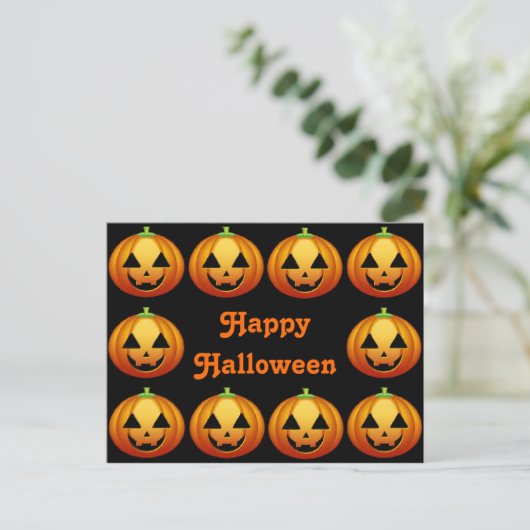 Briefkaart Happy Halloween Pumpkin (Staand voorkant)