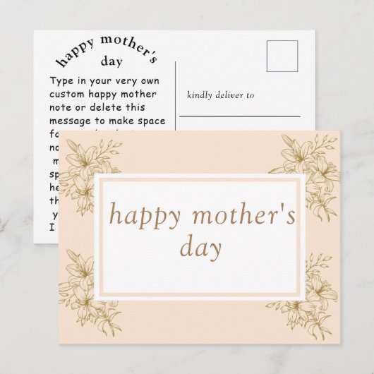 Briefkaart Happy Moederdag (Voorkant / Achterkant)