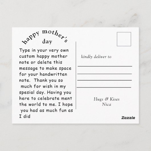 Briefkaart Happy Moederdag (Achterkant)