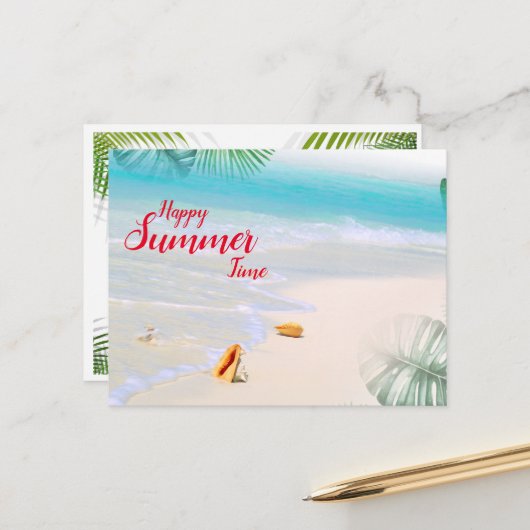 Briefkaart Happy Summer Time (Voorkant / Achterkant in situ)