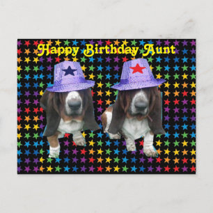 Briefkaart Happy tante Birthday Basset