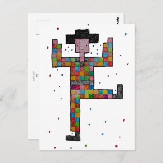 briefkaart _ harlekijn (Voorkant / Achterkant)