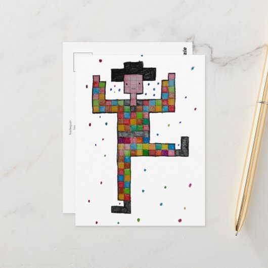 briefkaart _ harlekijn (Voorkant / Achterkant in situ)