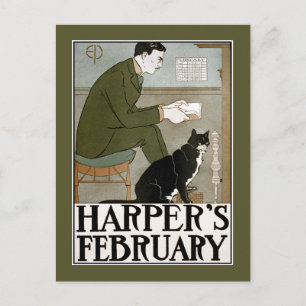 Briefkaart: Harper's February door Edward Penfield Briefkaart
