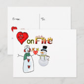 Briefkaart hart op vuur sneeuwman (Voorkant / Achterkant)