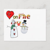 Briefkaart hart op vuur sneeuwman (Voorkant)