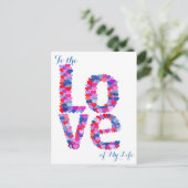 BRIEFKAART Hart-tekst LOVE (Staand voorkant)