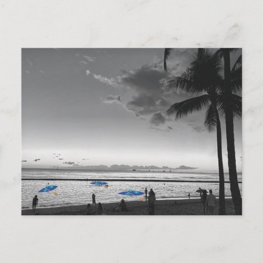Briefkaart Hawaii Beach en Palm Trees (Voorkant)
