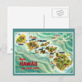 Briefkaart Hawaii State Map (Voorkant / Achterkant)