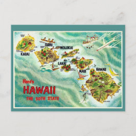 Briefkaart Hawaii State Map