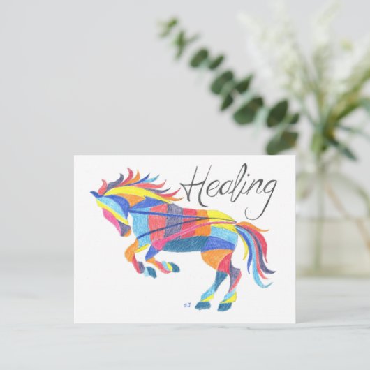 Briefkaart Healing Horse van Sherry Jarvis (Staand voorkant)