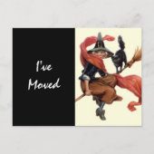 Briefkaart  heks op bezem verplaatst nieuw adres (Voorkant)