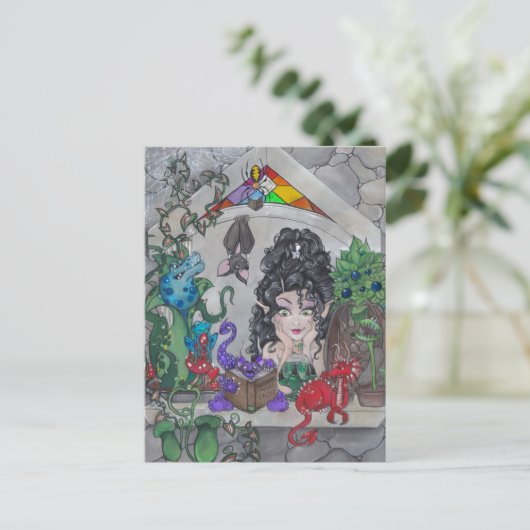 briefkaart "Het gotische venster" (Staand voorkant)