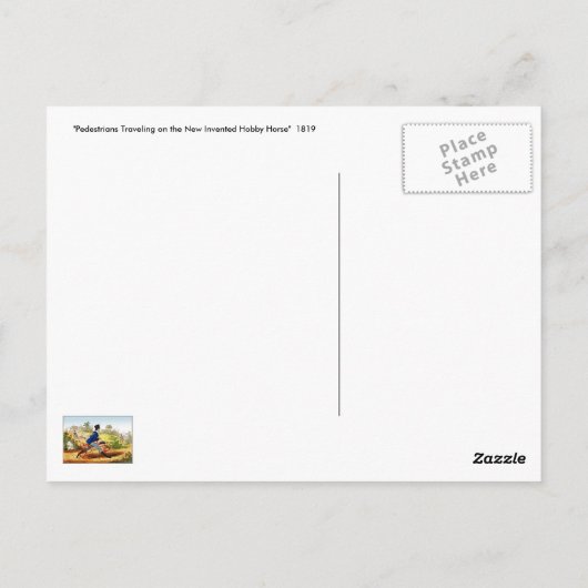 Briefkaart: Het hobbypaard: fietsprototype Briefkaart (Achterkant)
