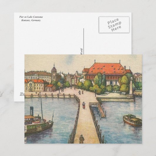 Briefkaart - het Meer van Konstanz, Konstanz (Voorkant / Achterkant)