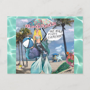 Briefkaart - het strand maakt alles vast