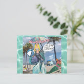 Briefkaart - het strand maakt alles vast (Staand voorkant)