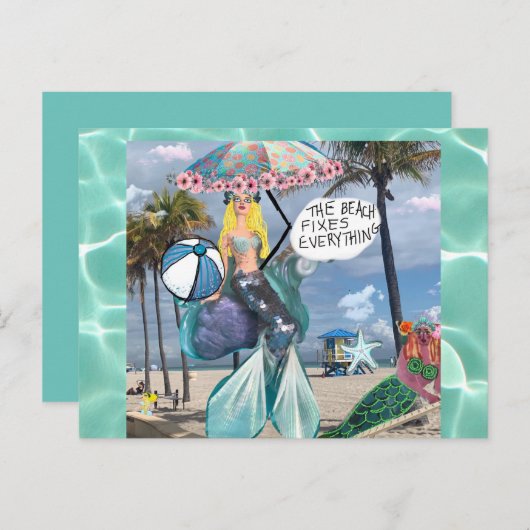 Briefkaart - het strand maakt alles vast (Voorkant / Achterkant)