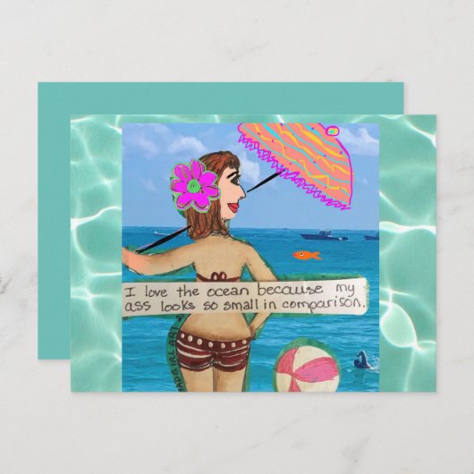 Briefkaart - het strand maakt alles vast wat brief (Voorkant / Achterkant)