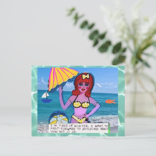 Briefkaart - het strand maakt alles vast wat brief (Staand voorkant)