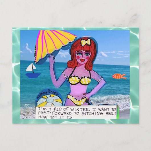 Briefkaart - het strand maakt alles vast wat brief (Voorkant)