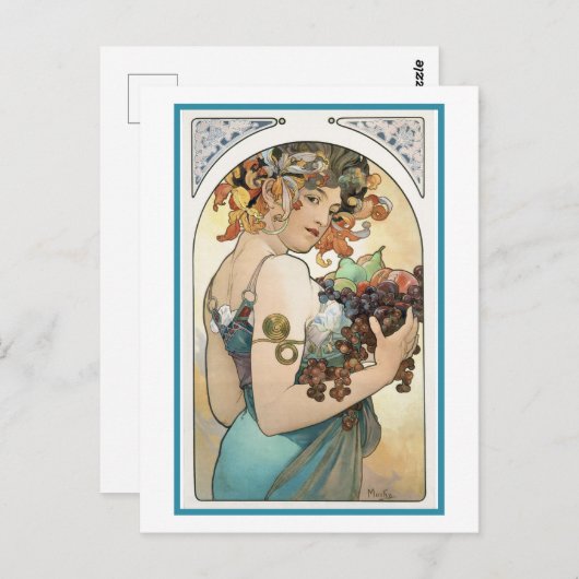 Briefkaart - Het verzamelen van fruit (Voorkant / Achterkant)