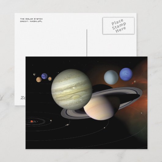 briefkaart "Het zonnestelsel" (Voorkant / Achterkant)